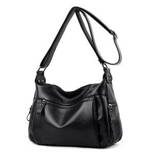 Soft Leather Ladies Messenger Bag Female Boston Zippers Handbag Purse