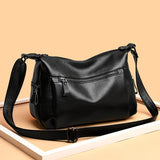 Soft Leather Ladies Messenger Bag Female Boston Zippers Handbag Purse