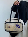 Soft Leather Shoulder Messenger Bag Tote Bag for College Students