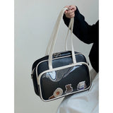 Soft Leather Shoulder Messenger Bag Tote Bag for College Students