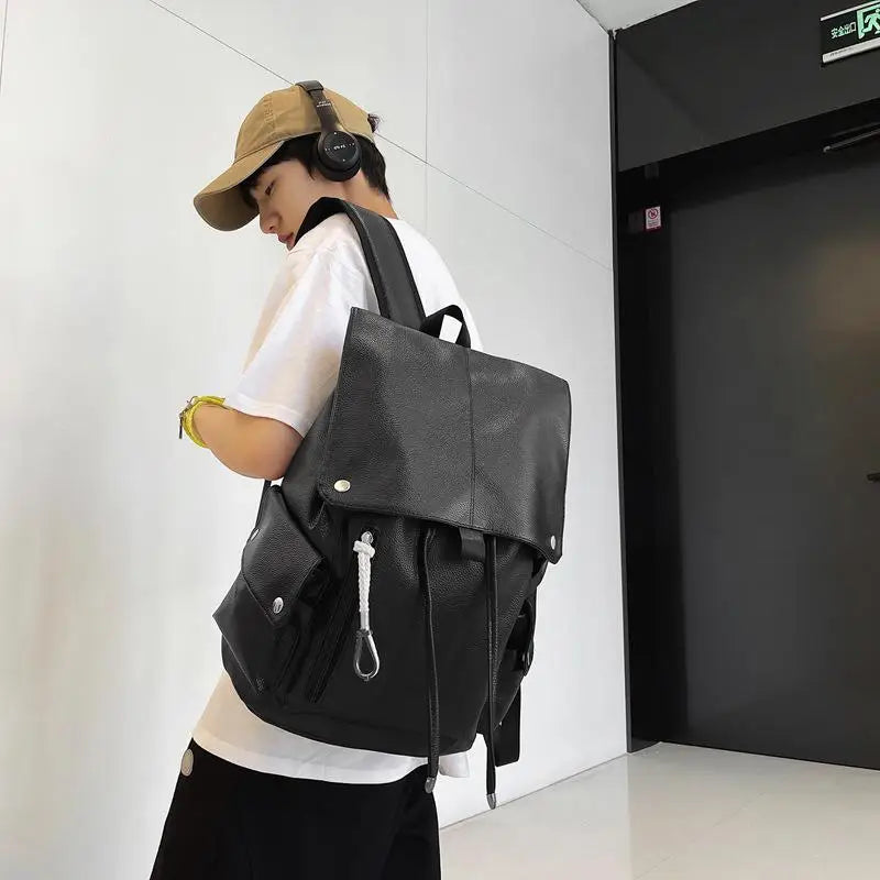 Soft Leather Men's Backpacks High Women Man Backpack Girl Back Pack Laptop Bag L