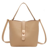 Vintage PU Leather Bucket Tote Shoulder Bag Women Handbags