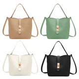 Vintage PU Leather Bucket Tote Shoulder Bag Women Handbags