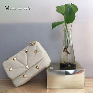 Soft Leather Riveted Chain Crossbody Bags European American Shoulder Bag