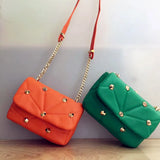 Soft Leather Riveted Chain Crossbody Bags European American Shoulder Bag