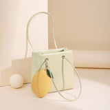 Soft Leather Satchels Lemon Shape Purses and Handbags