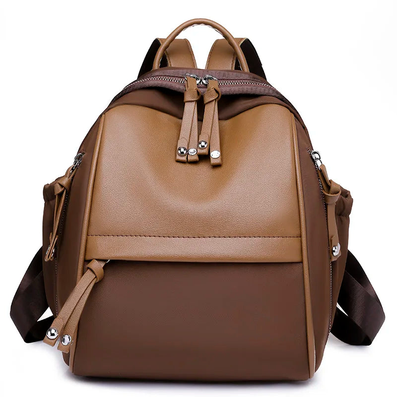 Soft Leather School Backpack Women's Shoulder Bags Anti-theft Travel Backpack