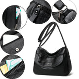 Soft Leather Shoulder Crossbody Bags For Women Solid Large Capacity Messenger