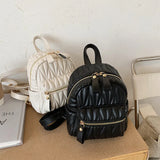 Soft Leather Small Bag Female Rhombus Backpack Student Small Backpack For Women