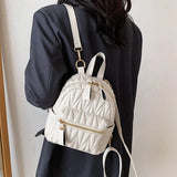 Soft Leather Small Bag Female Rhombus Backpack Student Small Backpack For Women