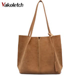 Soft Leather Women Bag 2PCS Handbags Set Shoulder Bags