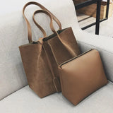 Soft Leather Women Bag 2PCS Handbags Set Shoulder Bags