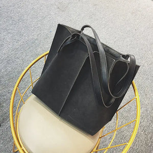 Soft Leather Women Bag 2PCS Handbags Set Shoulder Bags