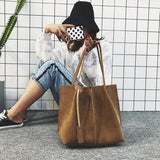 Soft Leather Women Bag 2PCS Handbags Set Shoulder Bags