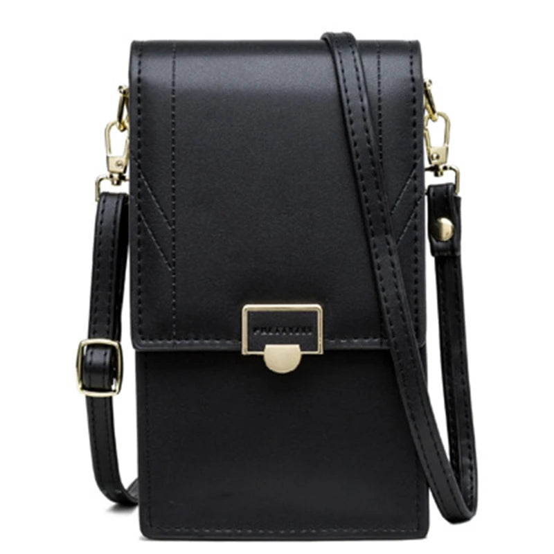 Soft Leather Women's Bag Wallets Contrasting Colors Cell Phone Purse