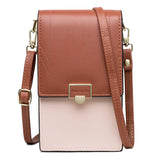 Soft Leather Women's Bag Wallets Contrasting Colors Cell Phone Purse