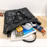 Nylon Cotton Padded Quilted Top-handle Bag Embroidery Thread Crossbody