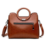 Soft Oil Wax PU Leather Handbag Women Messenger Bag Casual Tote Capacity