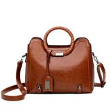 Soft Oil Wax PU Leather Handbag Women Messenger Bag Casual Tote Capacity