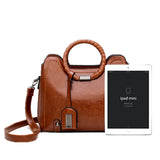 Soft Oil Wax PU Leather Handbag Women Messenger Bag Casual Tote Capacity