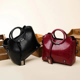 Soft Oil Wax PU Leather Handbag Women Messenger Bag Casual Tote Capacity