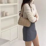 Women's Quilted Checkers Handbag PU Shoulder Crossbody Bag