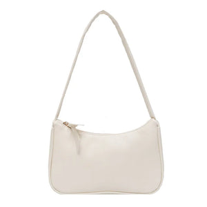Soft PU Ladies Leather Bag Women Purple Underarm Bag Retro Solid Handbags