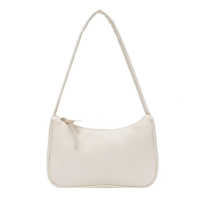 Soft PU Ladies Leather Bag Women Purple Underarm Bag Retro Solid Handbags