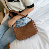 Crocodile Pattern Women Underarm Bag Vintage Casual Small Shoulder Tote