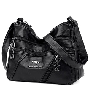 Soft PU Leather Crossbody Bag For Women Shoulder Bag Mult-pockets Messenger Bag