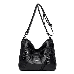 Soft PU Leather Crossbody Bag For Women Shoulder Bag Mult-pockets Messenger Bag