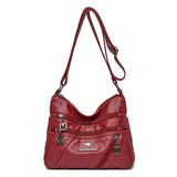Soft PU Leather Crossbody Bag For Women Shoulder Bag Mult-pockets Messenger Bag