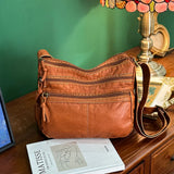 PU Leather Messenger Bag Multi-pocket Women Top Handle Satchel