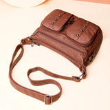 Soft PU Leather Shoulder Bag Multi-pocket Women Messenger Bag Casual Portable Ad