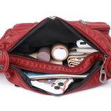 Soft PU Leather Shoulder Bag Multi-pocket Women Messenger Bag Casual Portable Ad