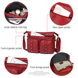 Soft PU Leather Shoulder Bag Multi-pocket Women Messenger Bag Casual Portable Ad