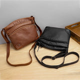 Retro PU Leather Shoulder Bag Double Zipper Women Messenger Bag