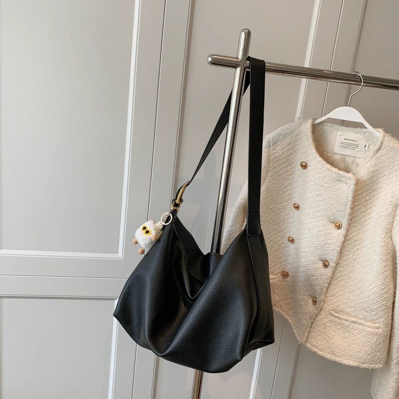 Soft PU Leather Shoulder Bags For Women Solid Casual Packages Classic Handbags