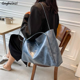 Vintage PU Leather Shoulder Bag for Women Large Capacity