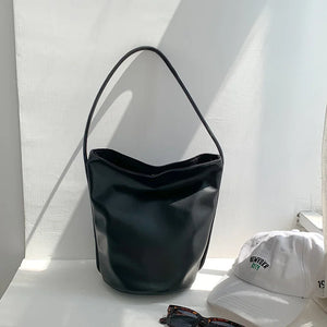 Vintage Small PU Leather Bucket Bag for Women