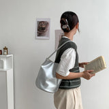 Vintage Small PU Leather Bucket Bag for Women
