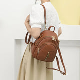 Soft PU Leather Women Backpack Large Capacity Multifunction Female Shoulder Bag