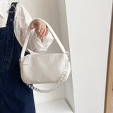 Women Pillow Underarm Bag Beaded Chain Shoulder Bags