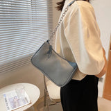 PU Leather Purple Underarm Bag Solid Handbags Girls Small Shoulder Bags