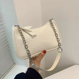 Soft PU Leather Women Purple Underarm Bag Retro Solid Ladies Handbags