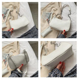 PU Leather Purple Underarm Bag Solid Handbags Girls Small Shoulder Bags