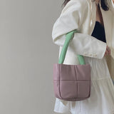PU Leather Shoulder Bag Plaid Purse Handbag Female Winter Small Square
