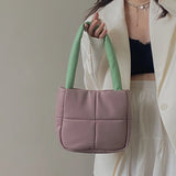 PU Leather Shoulder Bag Plaid Purse Handbag Female Winter Small Square