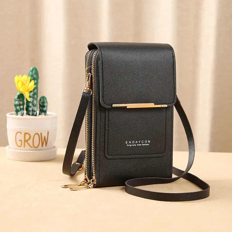 Women's PU Leather Touch Screen Cell Phone Purse Crossbody Bag