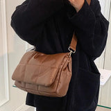 Soft PU Padded Shoulder Crossbody Bag Winter Tote Ladies Solid Handbag